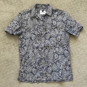 Topman Floral Print Short Sleeve Button-Up Shirt